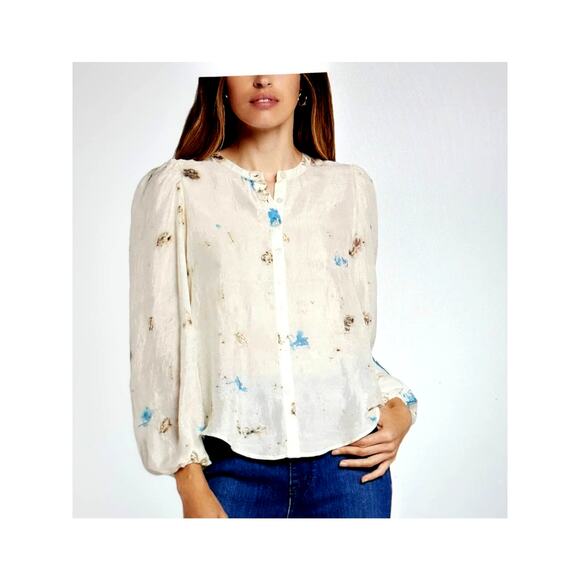 Current Elliott The Settler 100% Silk Top Rose Steam Multi M - Picture 1 of 13